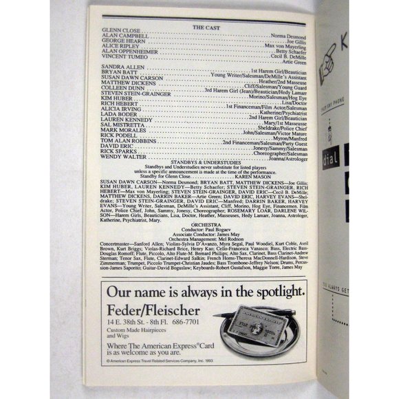 Sunset Playbill February 1995 Minskoff Theatre Glenn Close Campbell Alice Ripley - Picture 6 of 8